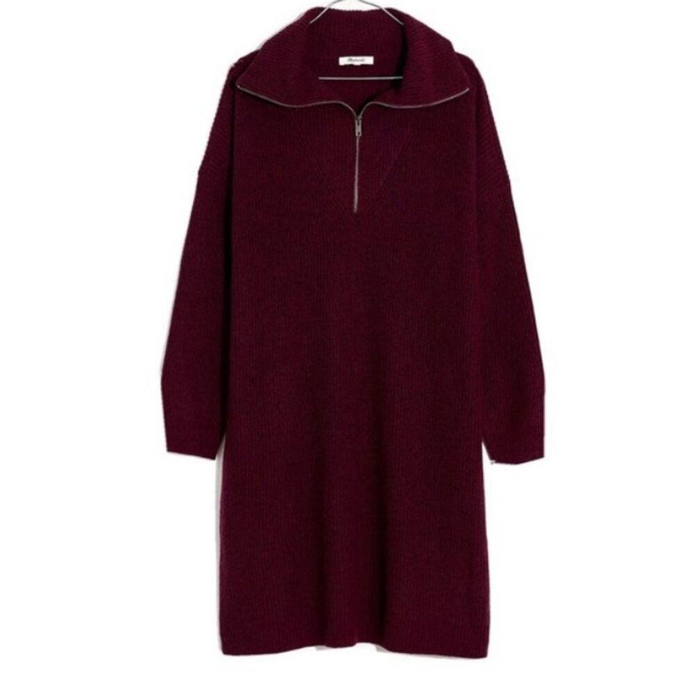 Madewell Plum Half-Zip Knit Mini Dress XXS new with tags